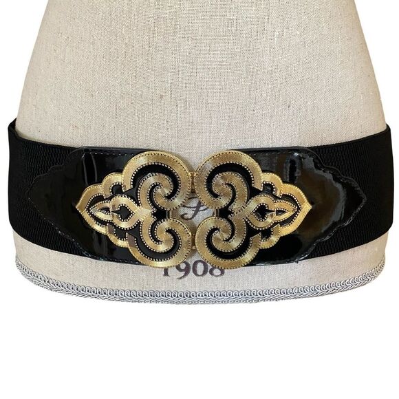 Vintage 90s Rampage Stretch Belt Black Size M/L - Picture 1 of 4